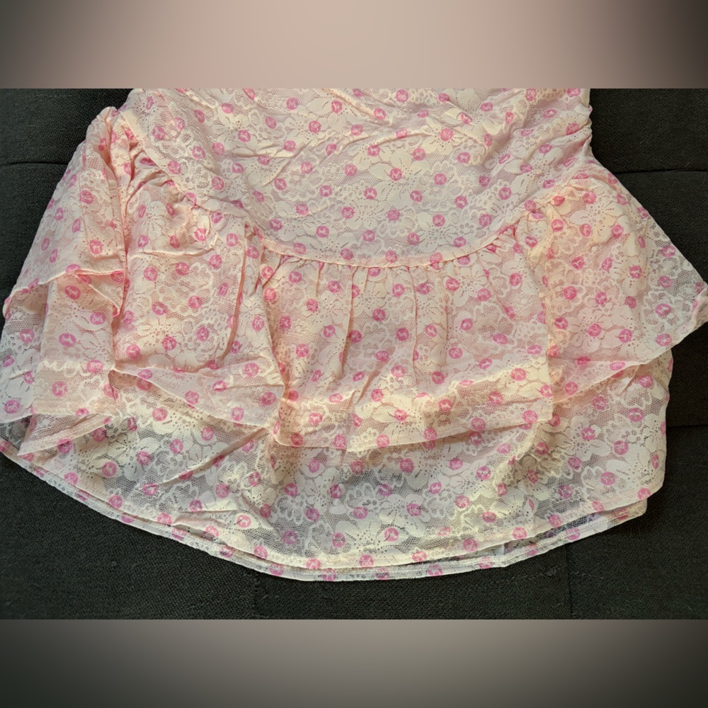 PINK x LoveShackFancy Strapless Lace Mini Dress Icon Polka Dot Pink Small NWT - Picture 9 of 16